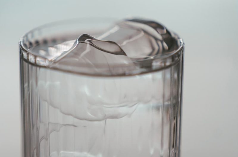 glass with ice water for humidifier