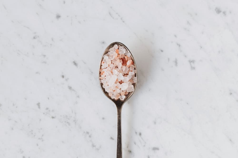 pink salt in the spoon prepared to be put in humidifier